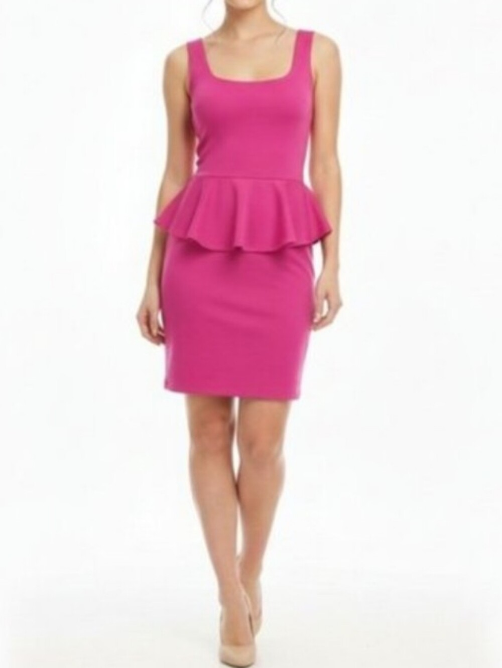Xhilaration Pink Peplum Dress Sleeveless Mini Bow Cutout Back Barbiecore Small